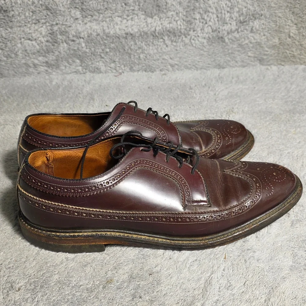 VTG Nettleton Corfam Cat Paw Brown Leather Wingtip Brogue Oxford Dress Shoes 9 E